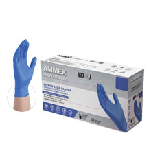 Load image into Gallery viewer, 1000/case AMMEX Exam Blue Nitrile PF Disposable Gloves