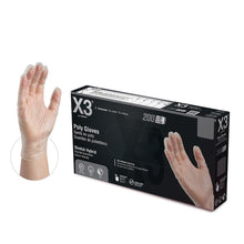 Load image into Gallery viewer, 2000/case X3 Stretch Hybrid Poly Disposable Gloves, Clear