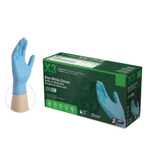 Load image into Gallery viewer, 1000/case AMMEX X3 Blue Nitrile Industrial Latex Free Disposable Gloves