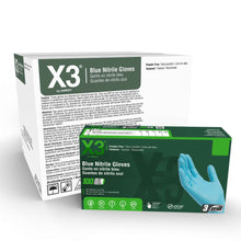 Load image into Gallery viewer, 1000/case AMMEX X3 Blue Nitrile Industrial Latex Free Disposable Gloves