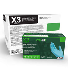 Load image into Gallery viewer, 2000/case AMMEX X3D Blue Nitrile Industrial Latex Free Disposable Gloves