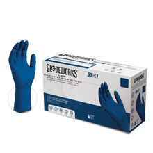 Load image into Gallery viewer, 500/case Gloveworks Blue Latex Exam Powder Free Disposable Gloves