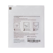 Load image into Gallery viewer, 100/CS Optifoam Gentle EX Bordered Foam Dressings in Educational Packaging, 3" x 3"