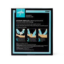 Load image into Gallery viewer, 100/CS Optifoam Gentle EX Bordered Foam Dressings in Educational Packaging, 3" x 3"