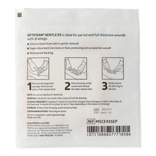Load image into Gallery viewer, 100/CS Optifoam Gentle EX Bordered Foam Dressings in Educational Packaging, 5" x 5"