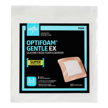 Load image into Gallery viewer, 100/CS Optifoam Gentle EX Bordered Foam Dressings in Educational Packaging, 5" x 5"