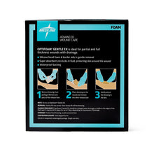 Load image into Gallery viewer, 100/CS Optifoam Gentle EX Bordered Foam Dressings in Educational Packaging, 6" x 6"