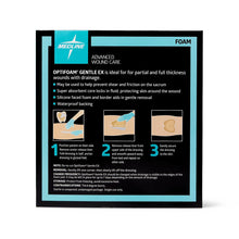 Load image into Gallery viewer, 25/CS Optifoam Gentle EX Sacrum Foam Dressings in Educational Packaging, 9" x 9"