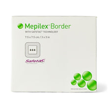 Load image into Gallery viewer, 70/CS Mepilex Safetac Self-Adherent Foam Border Dressings, 3" x 3" (7.6 x 7.6 cm)