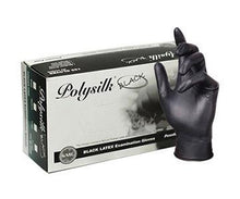 Load image into Gallery viewer, 1000/cs POLY SILK – Black Latex Examination Gloves - 18000 SERIES