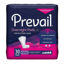 Load image into Gallery viewer, Prevail Incontinence Bladder Control Pads for Women, Overnight Absorbency, Regular Length, 30
