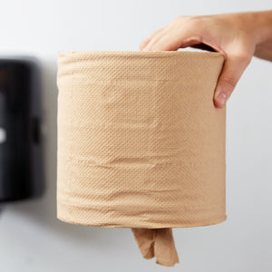 6 Rolls/Case Response 27500 Retain 2-Ply Brown Natural Kraft Coreless Center Pull Paper Towel 500' Roll