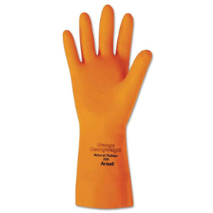 144/cs Heavyweight Latex Gloves, Diamond Grip, Size 8, Flocked Lining, Orange