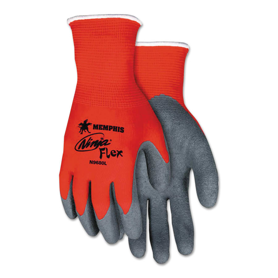 Ninja Flex Latex Coated Palm Gloves, Small, Gray/Red