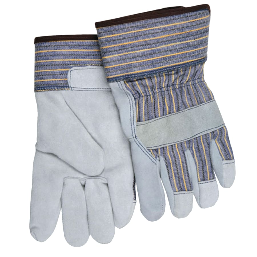 Dupont Kevlar Lined Gloves, Large, Blue/Yellow/Black Striped Fabric/Gray Leather