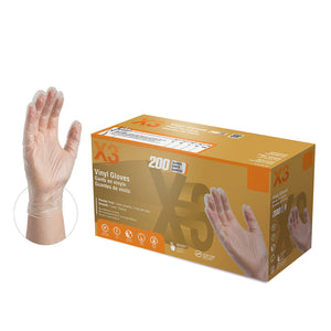 2000/case AMMEX GPX3D Clear Vinyl Industrial Latex Free Disposable Gloves