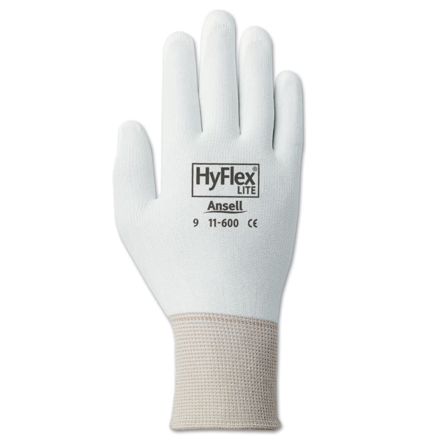Hyflex® 11-600 Palm-Coated Gloves, Size 8, White