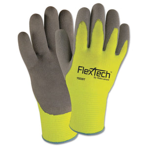 Flextech Hi-Visibility Knit Gloves With Nitrile Palm, Medium, Gray/Hi-Viz Green