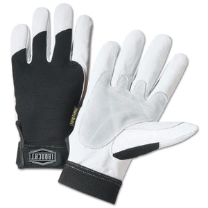 Ironcat Heavy Duty Goatskin Gloves, Medium, White; Black, Elastic, Kevlar