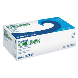 Disposable Nitrile Gloves, Unlined, Beaded Cuff, 3.5 Mil, Large, Blue