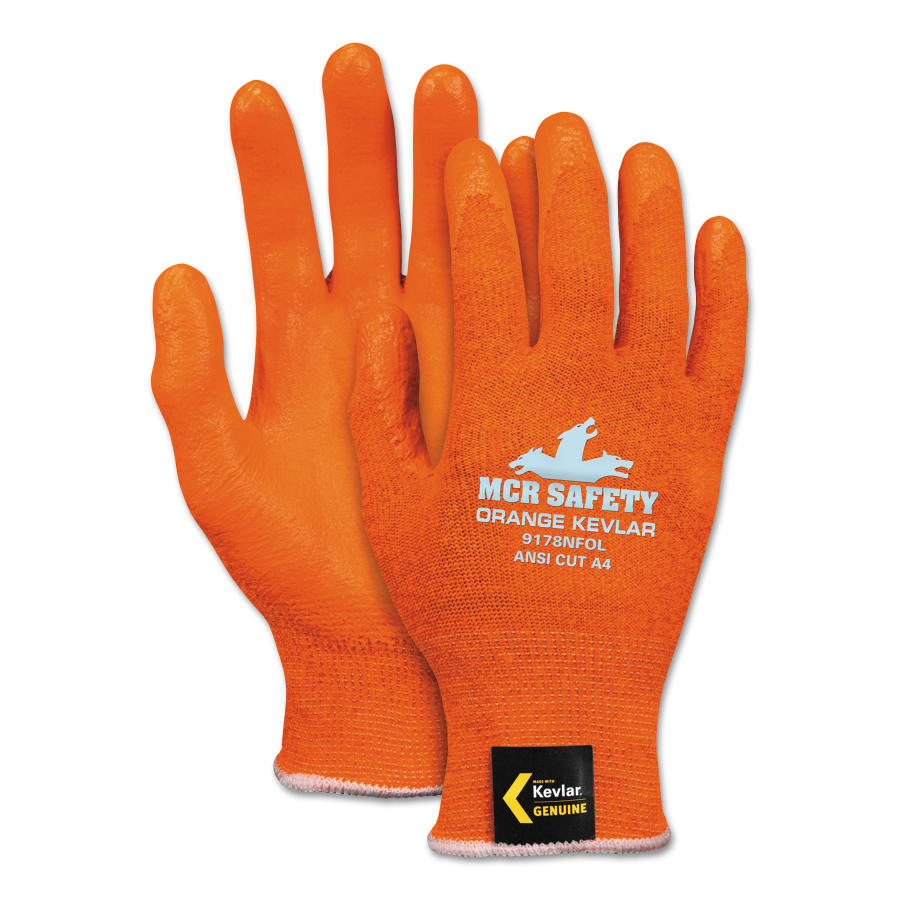 Kevlar Hi-Vis Nitrile Foam Palms, Large, Orange