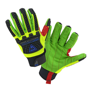 R2 Green Corded Palm Rigger Gloves, Cotton, Tpr, Medium, Black/Green