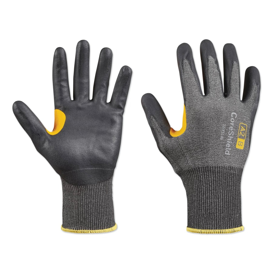 Coreshield™ A2/B Coated Cut Resistant Gloves, 9/L, HPPE, Nitrile Micro-Foam, 18 Ga, Black
