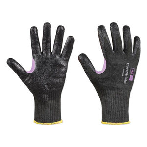 Coreshield™ A8/F Coated Cut Resistant Gloves, 10/XL, HPPE/KEVLAR®/Alloy, Smooth Nitrile, 10 Ga, Black
