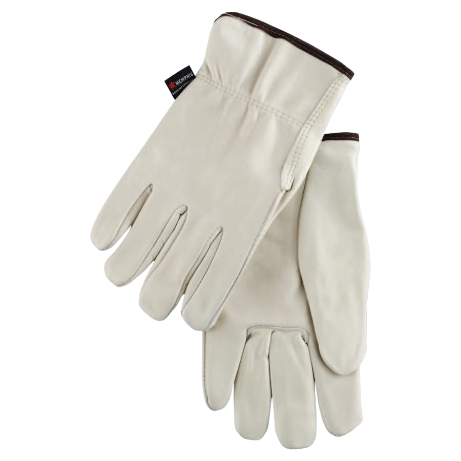 Drivers Gloves, Premium Grade Cowhide, Large, Red Fleece Lining