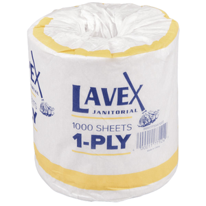 96 Rolls/Case Lavex Janitorial Individually-Wrapped 1-Ply Toilet Paper Roll