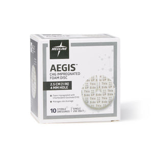 40/CS Aegis CHG-Impregnated 1" Foam Disk Peel-Open Dressing with 4 mm Hole