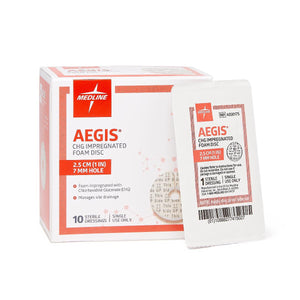 40/CS Aegis CHG-Impregnated 1" Foam Disk Peel-Open Dressing with 7 mm Hole