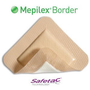50/CS Mepilex Safetac Self-Adherent Foam Border Dressings, 4" x 4" (10.2 x 10.2 cm)