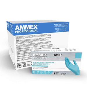 1000/case AMMEX Blue Nitrile Exam Latex Free Disposable Gloves