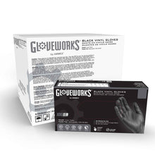 Load image into Gallery viewer, 1000/case Gloveworks Black Vinyl PF Ind Gloves
