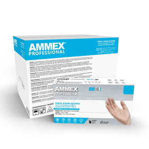 1000/case AMMEX Clear Vinyl Exam Latex Free Disposable Gloves