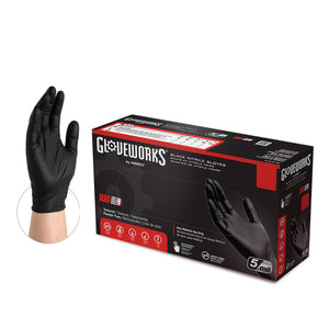 1000/case Gloveworks Black Nitrile Industrial Latex Free Disposable Gloves