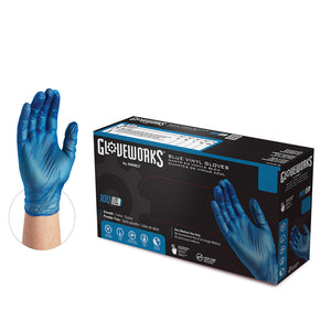 1000/case Gloveworks Blue Vinyl Industrial Latex Free Disposable Gloves