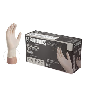 1000/case Gloveworks® Ivory Latex Industrial Powdered Disposable Gloves