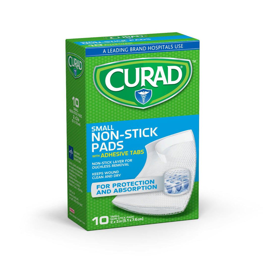 120/CS CURAD Sterile Nonstick Pads with Adhesive Tabs, 2