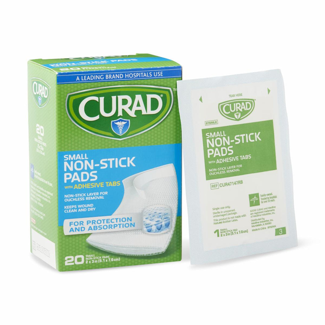 240/CS CURAD Sterile Nonstick Pads with Adhesive Tabs, 2