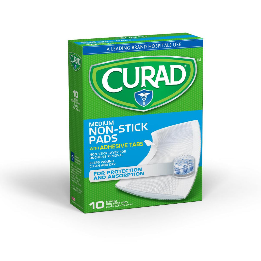 120/CS CURAD Sterile Nonstick Pads with Adhesive Tabs, 3
