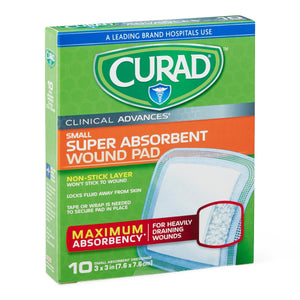 240/CS CURAD Clinical Advances Super Absorbent Polymer Wound Dressings, 3" x 3"