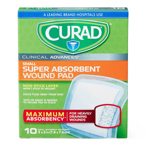 240/CS CURAD Clinical Advances Super Absorbent Polymer Wound Dressings, 3" x 3"