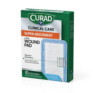 240/CS CURAD Clinical Advances Super Absorbent Polymer Wound Dressings, 4" x 8"