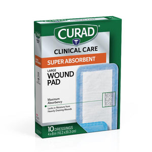 240/CS CURAD Clinical Advances Super Absorbent Polymer Wound Dressings, 4" x 8"