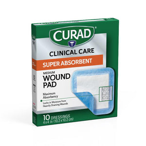 240/CS CURAD Clinical Advances Super Absorbent Polymer Wound Dressings, 4" x 4"