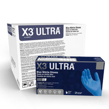 Load image into Gallery viewer, 1000/case X3 Ultra Blue Nitrile Powder Free Disposable Gloves
