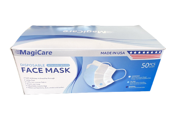 2000PCS MagiCare Made in USA 3-Ply ASTM Level 1 Non-Medical Face Masks