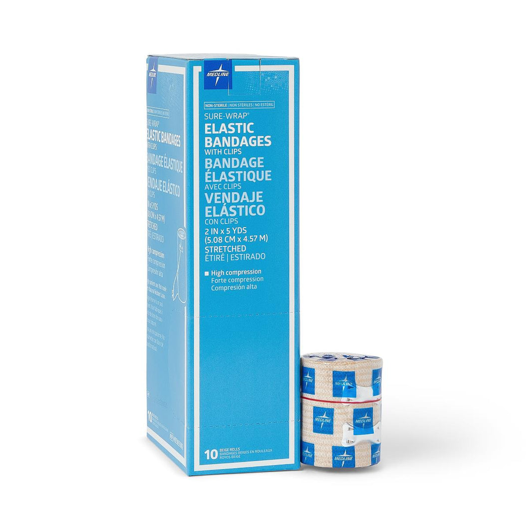 50/CS Medline Medline Sure-Wrap Nonsterile Elastic Bandages with Clips, 2